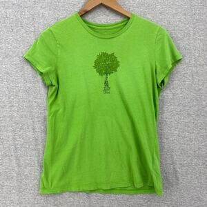 The North Face Shirt Womens Medium Green Tee Short Sleeve Graphic Hiking Outdoor
